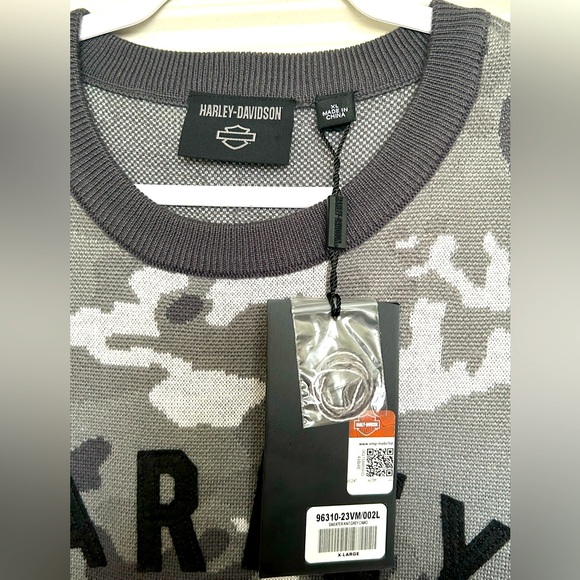 NEW HARLEY DAVIDSON 96310-23VM Men's XL SWEATER GREY CAMO - Picture 5 of 8